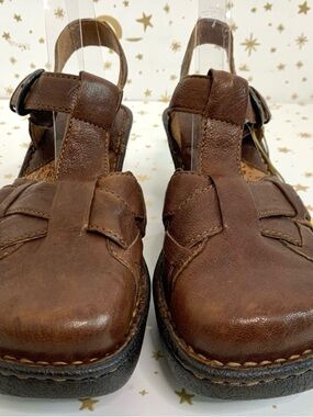 Born Brown Leather Slingback Clog Mules